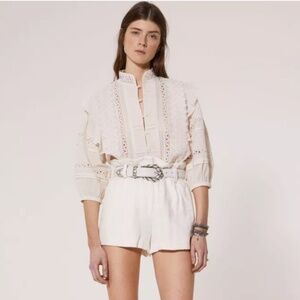 IRO NEW Asty High Waist Paperbag Tweed Shorts 6 38